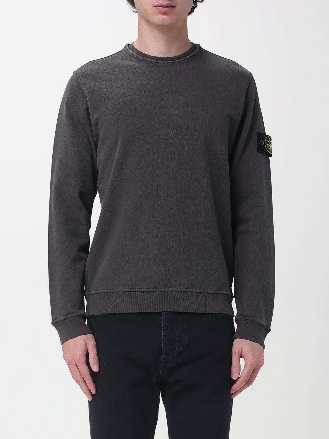 STONE ISLAND Cotton Crew Neck Sweatshirt With Logo　STONE ISLAND ロゴ入りコットン クルーネック スウェットシャツ STONE
