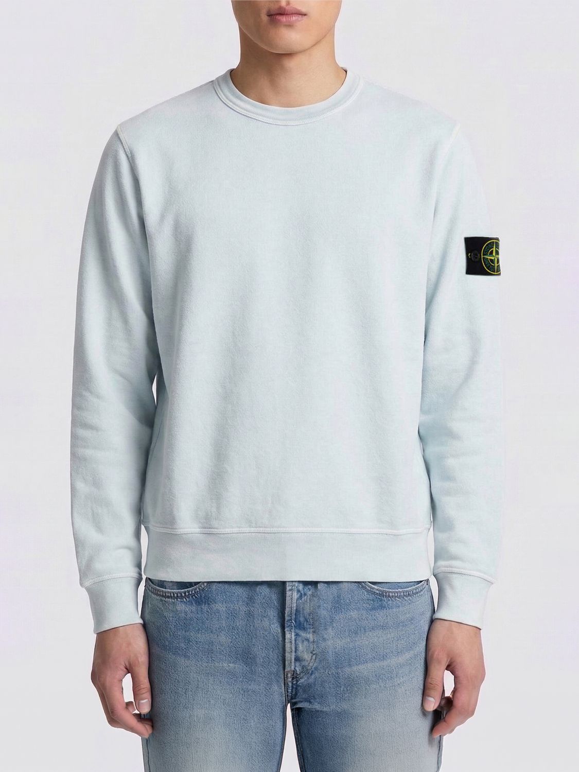STONE ISLAND Cotton Crew Neck Sweatshirt With Logo　STONE ISLAND ロゴ入りコットン クルーネック スウェットシャツ STONE