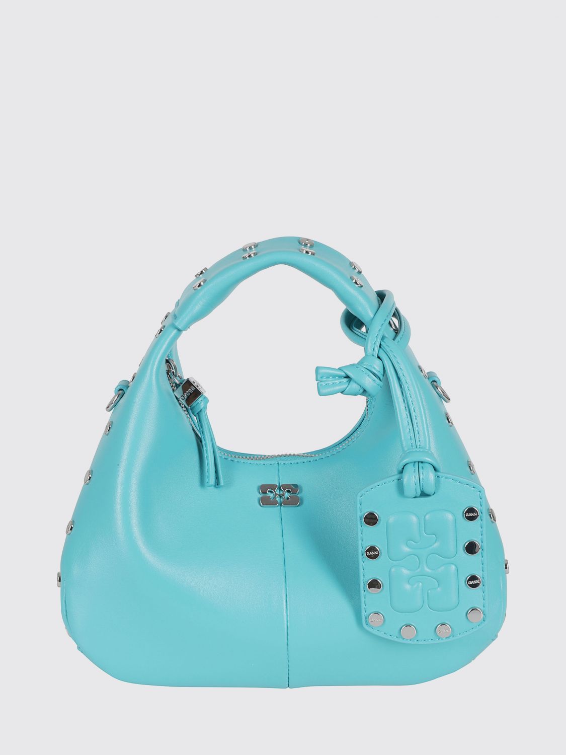 GANNI Studded Synthetic Leather Hobo Bag　GANNI スタッズ付き合成皮革ホーボーバッグ GANNI