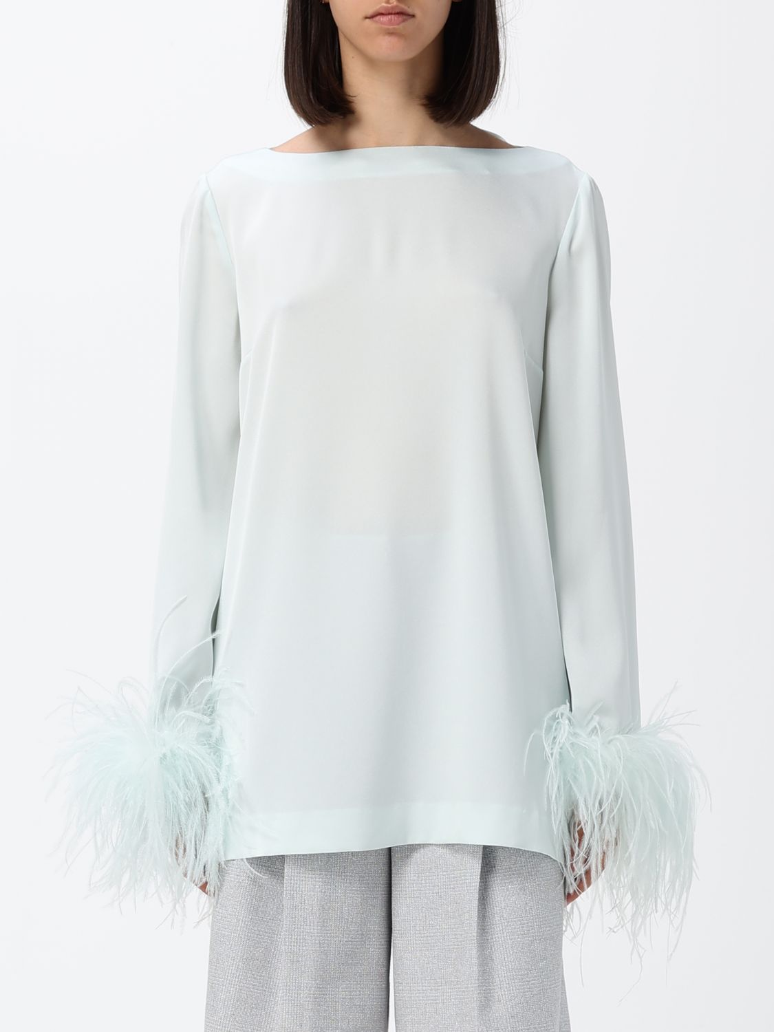 Twinset Blusa in crêpe con piume