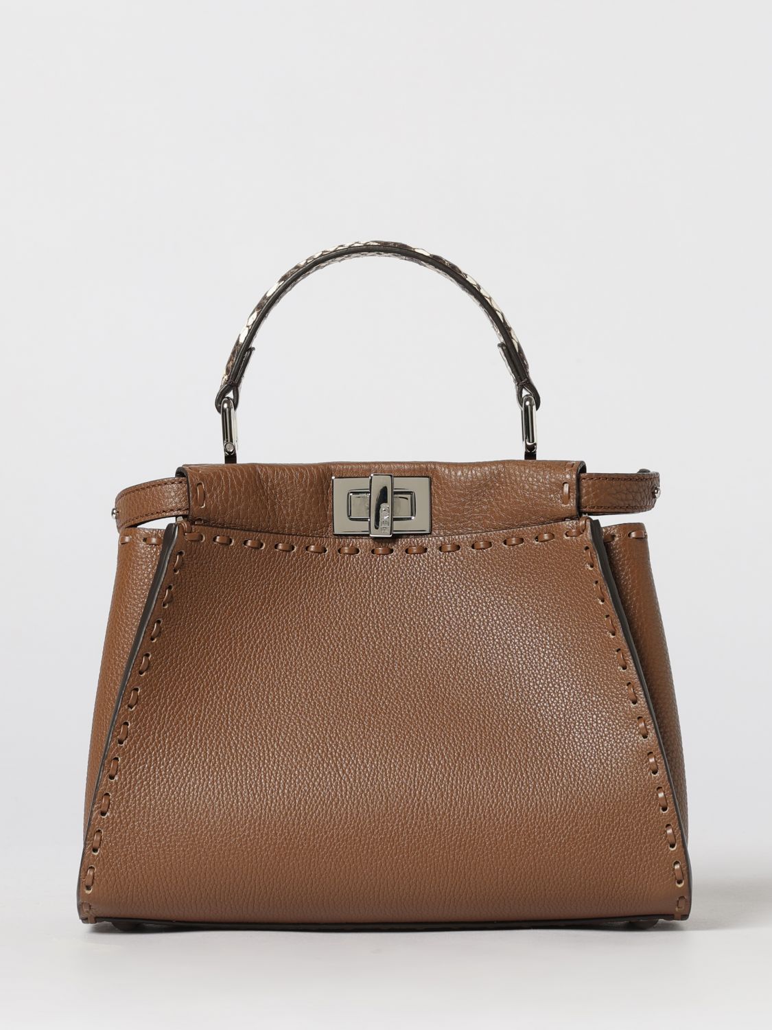 FENDI Borsa Peekaboo in cuoio romano