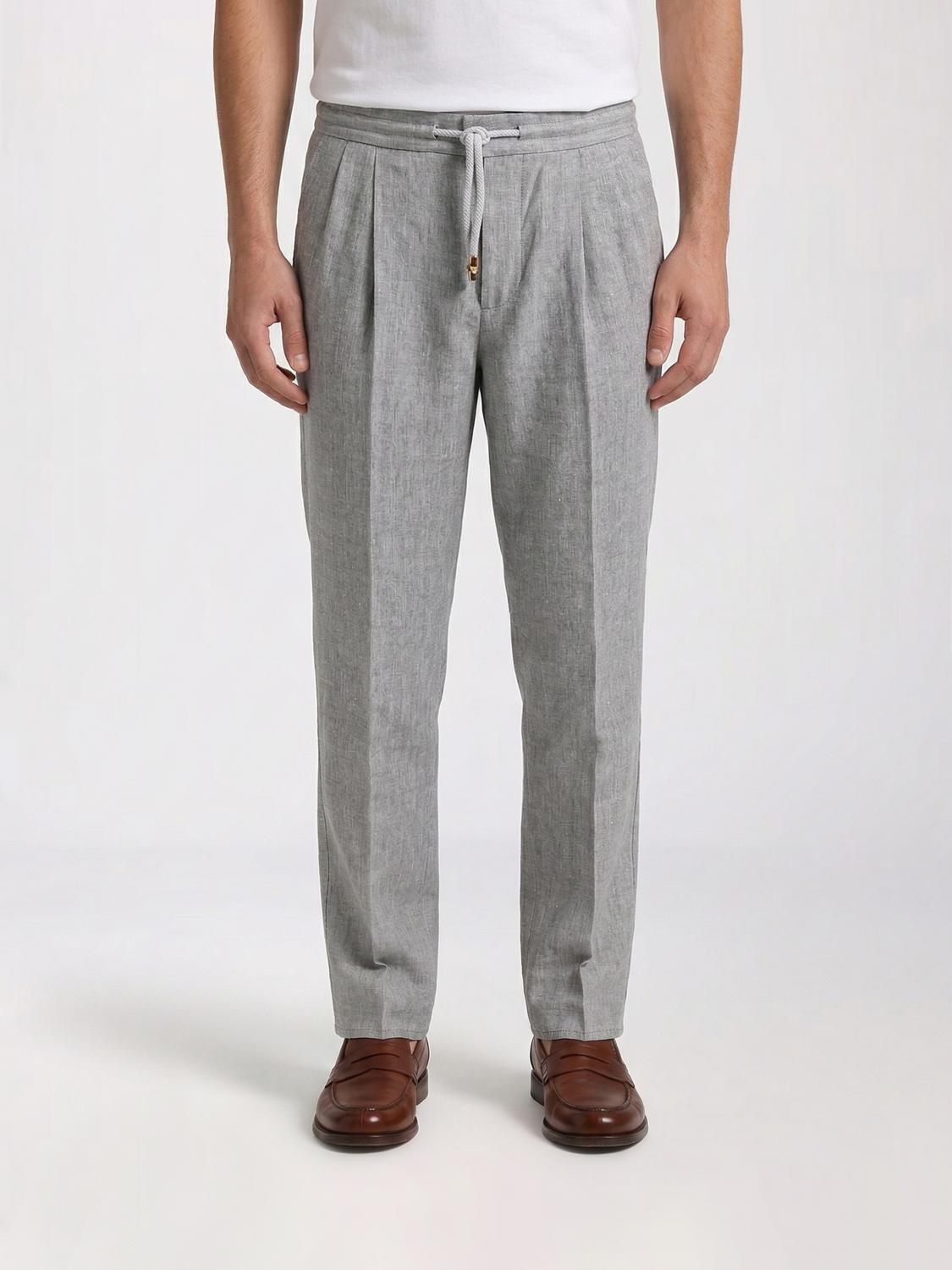 BRUNELLO CUCINELLI BRUNELLO CUCINELLI Drawstring Trousers in Linen and Virgin Wool　BRUNELLO CUCINELLI ドローストリング トラウザーズ (リネン/バージンウール)