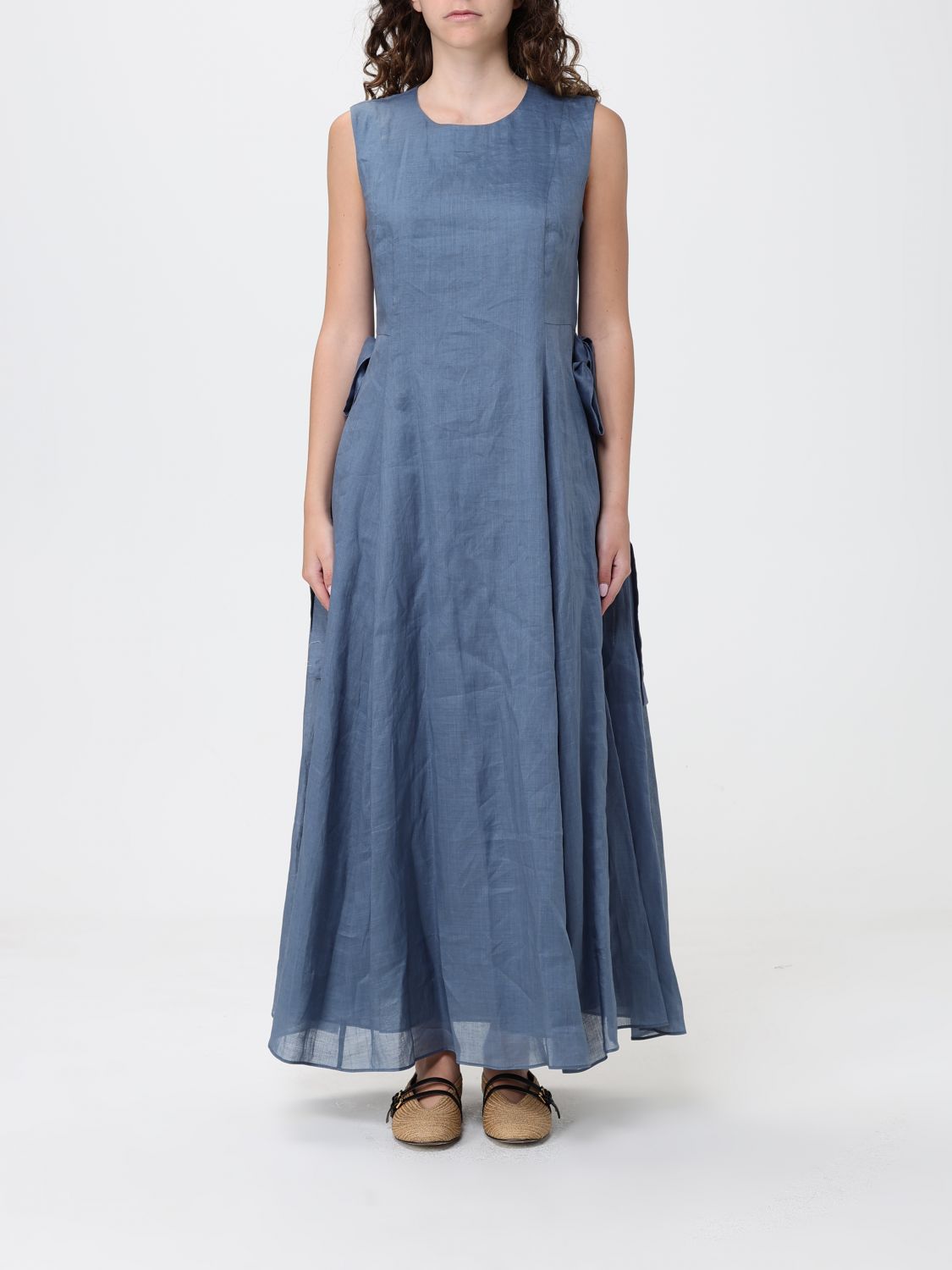 's Max Mara Ramie Midi Dress In Blue