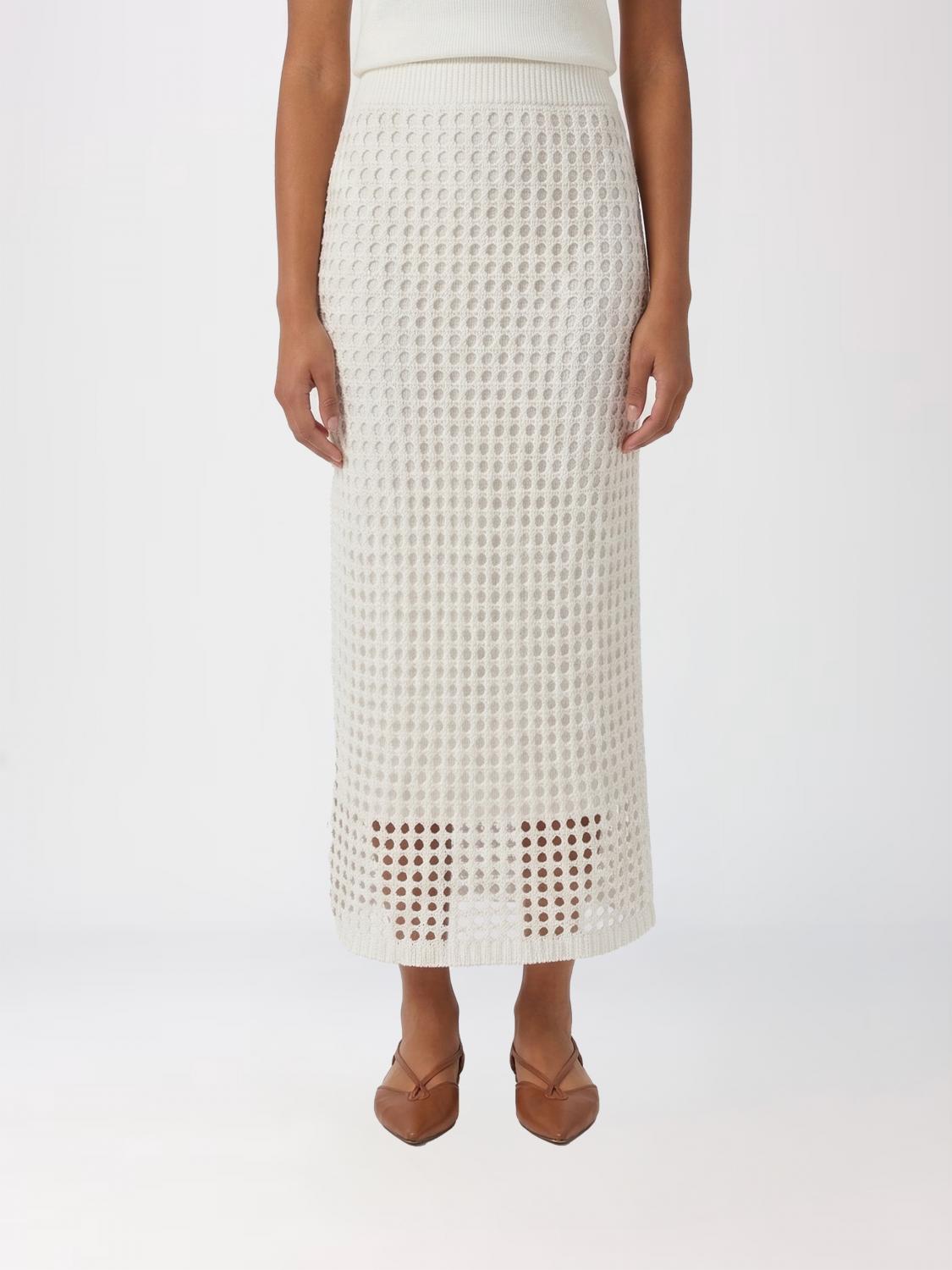 Max Mara Perforated Cotton Skirt In White