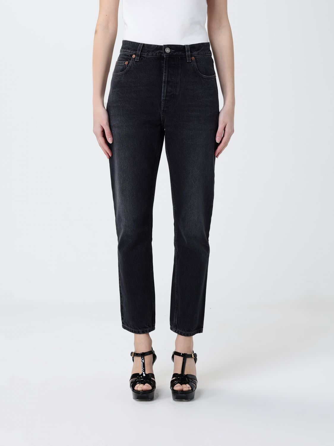 SAINT LAURENT Jeans cropped fit in denim di cotone