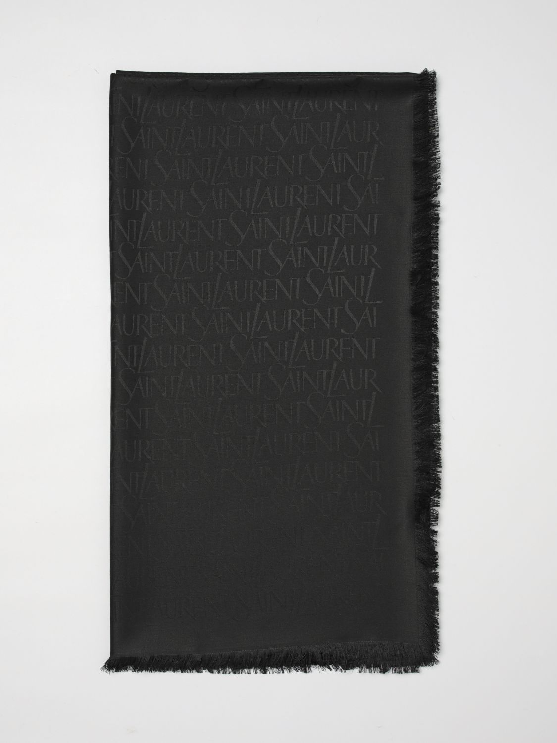 Saint Laurent SAINT LAURENT Silk Blend Scarf with Jacquard Logo　SAINT LAURENT シルクブレンド スカーフ ジャカードロゴ入り