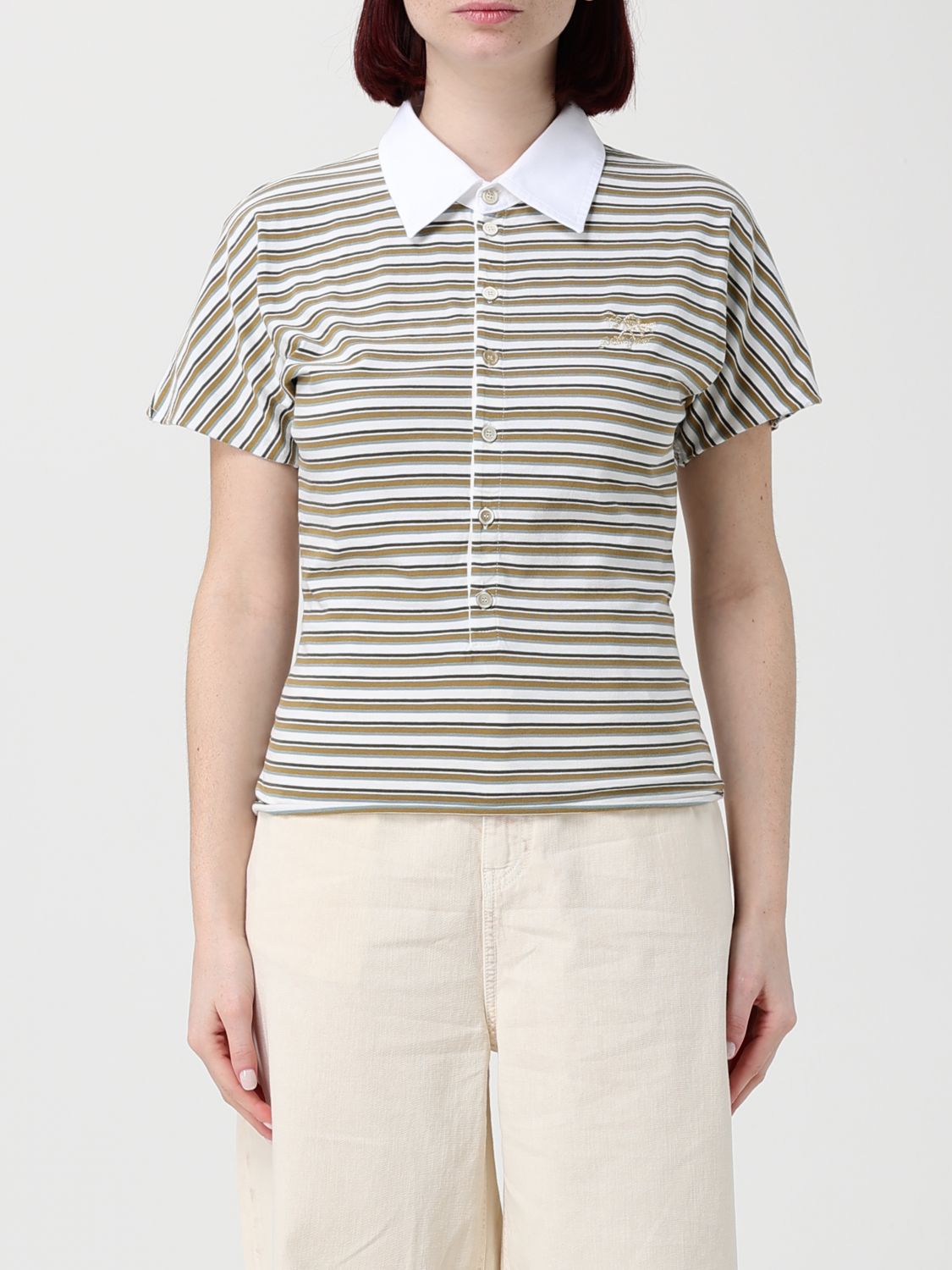 GOLDEN GOOSE Striped Cotton Polo Shirt　GOLDEN GOOSE ストライプコットンポロシャツ GOLDEN