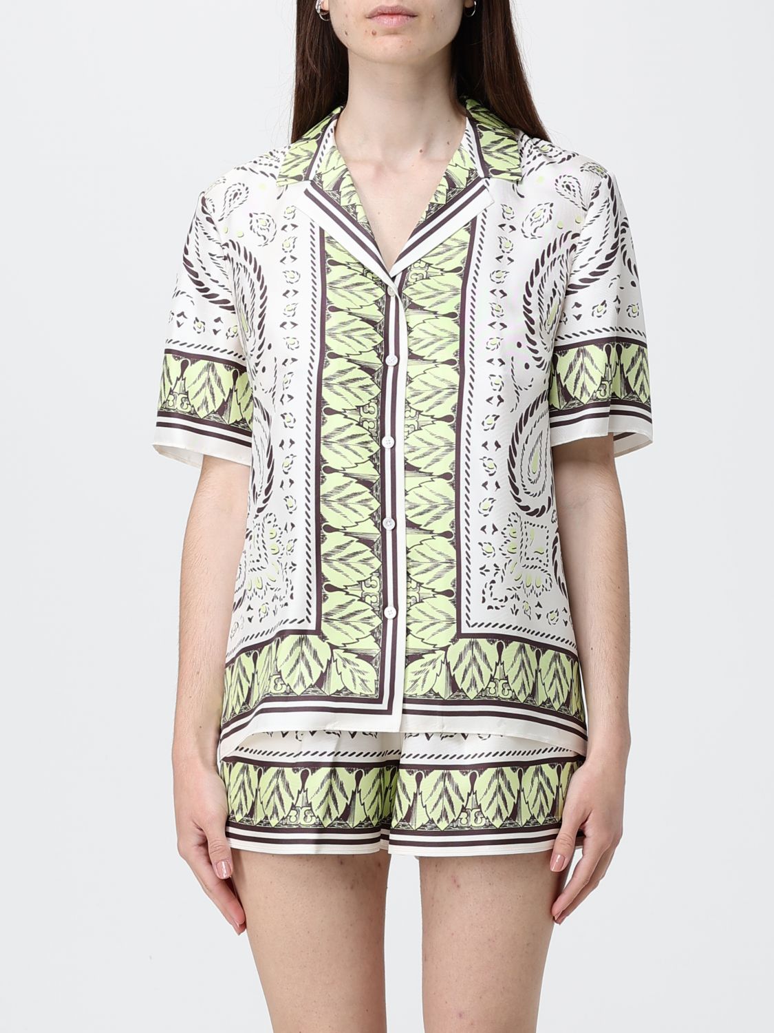TORY BURCH Silk Shirt With Ethnic Print　TORY BURCH エスニックプリント シルクシャツ TORY