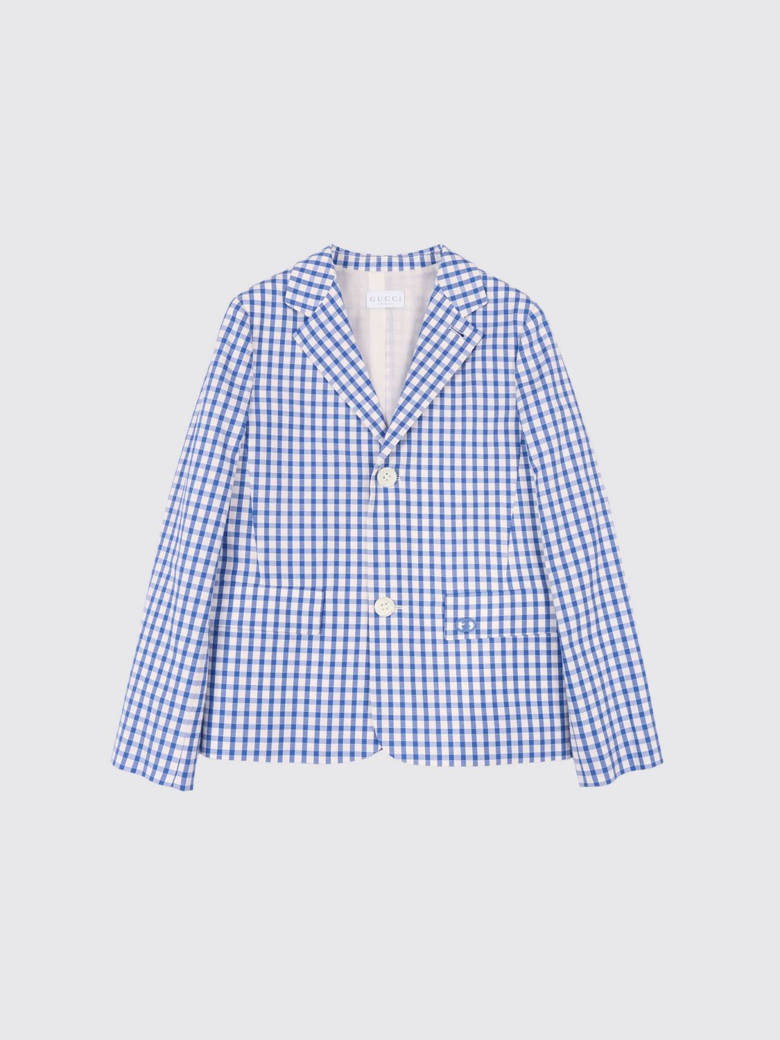 GUCCI Blazer a monopetto in cotone a quadri