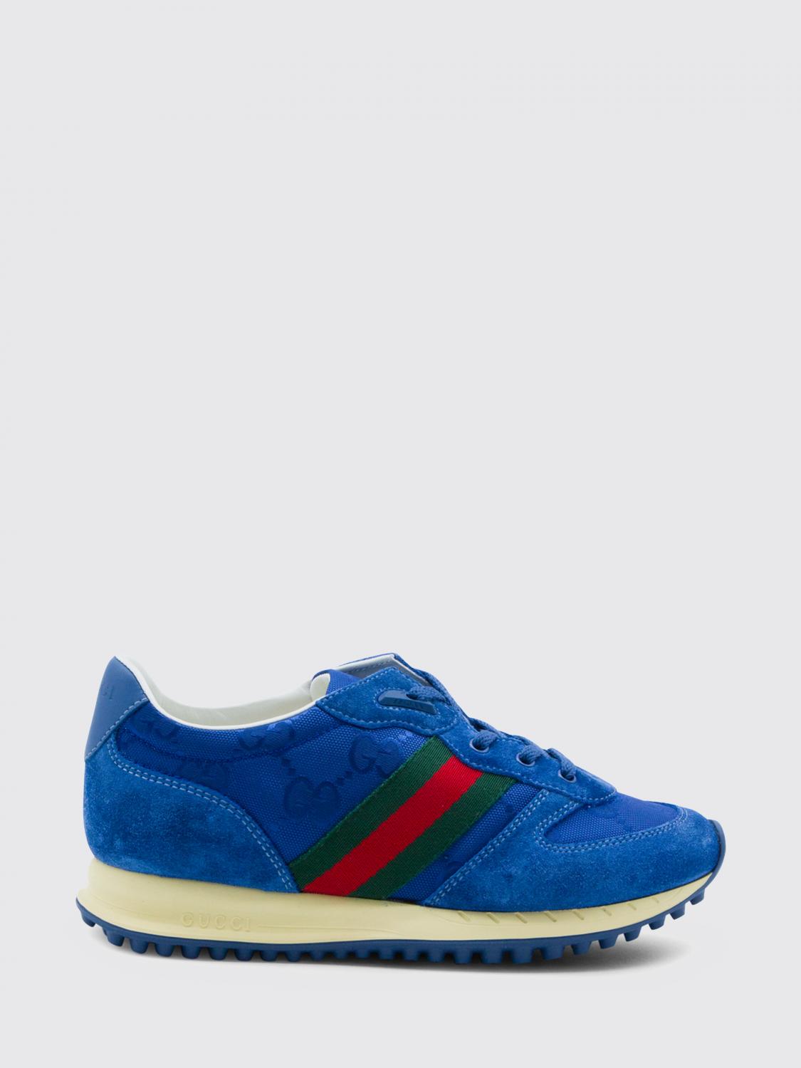 GUCCI Sneakers Re-Motion in camoscio e canvas con monogram GG jacquard