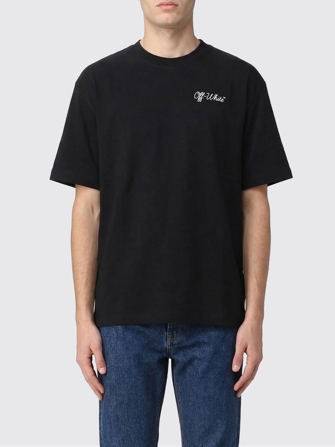 Off-White Crew-neck T-shirt in Cotton with Logo　オフホワイト ロゴ入り コットン クルーネック T シャツ Off-White