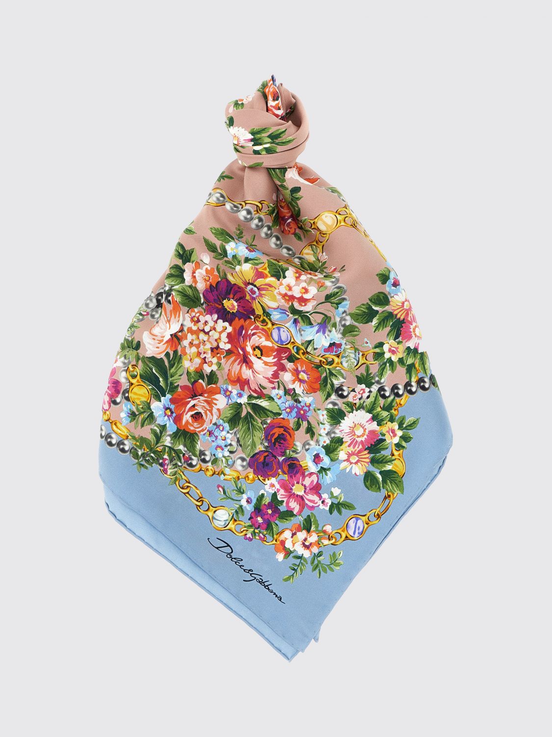 DOLCE & GABBANA Silk Scarf with Floral Print