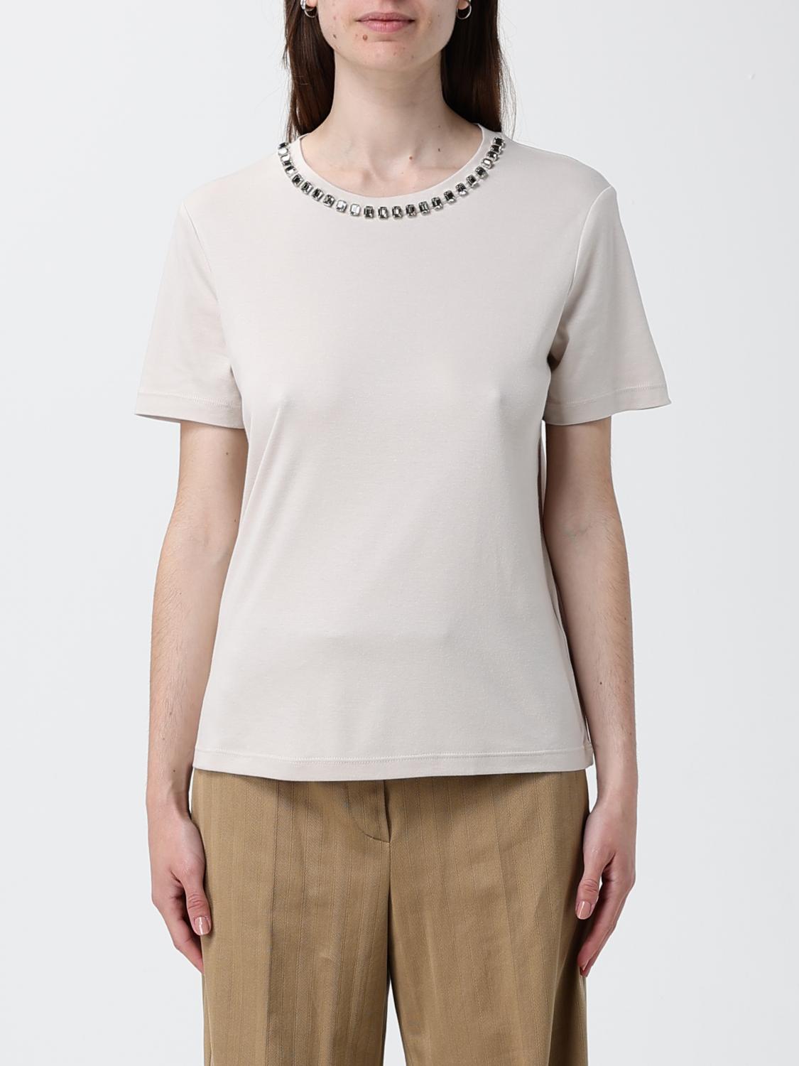 'S Max Mara Cotton Blend T-Shirt With Crystals　'S Max Mara クリスタル付きコットン ブレンド T シャツ 'S