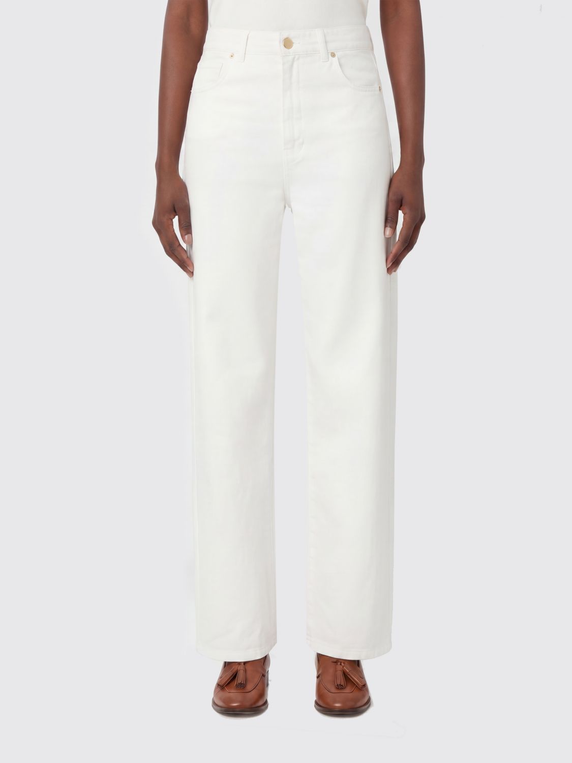 's Max Mara Cotton And Linen Trousers In White