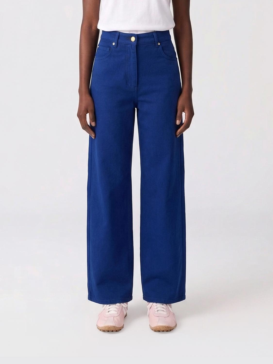 's Max Mara Cotton And Linen Trousers In Blue