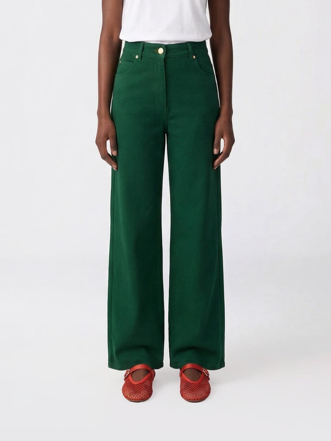 's Max Mara Cotton And Linen Trousers In Green