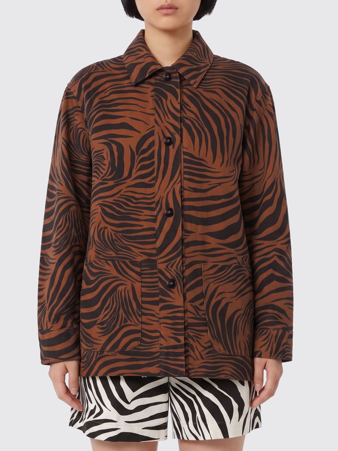 MAX MARA Printed Cotton and Linen Shirt　MAX MARA プリント コットン&リネン シャツ MAX