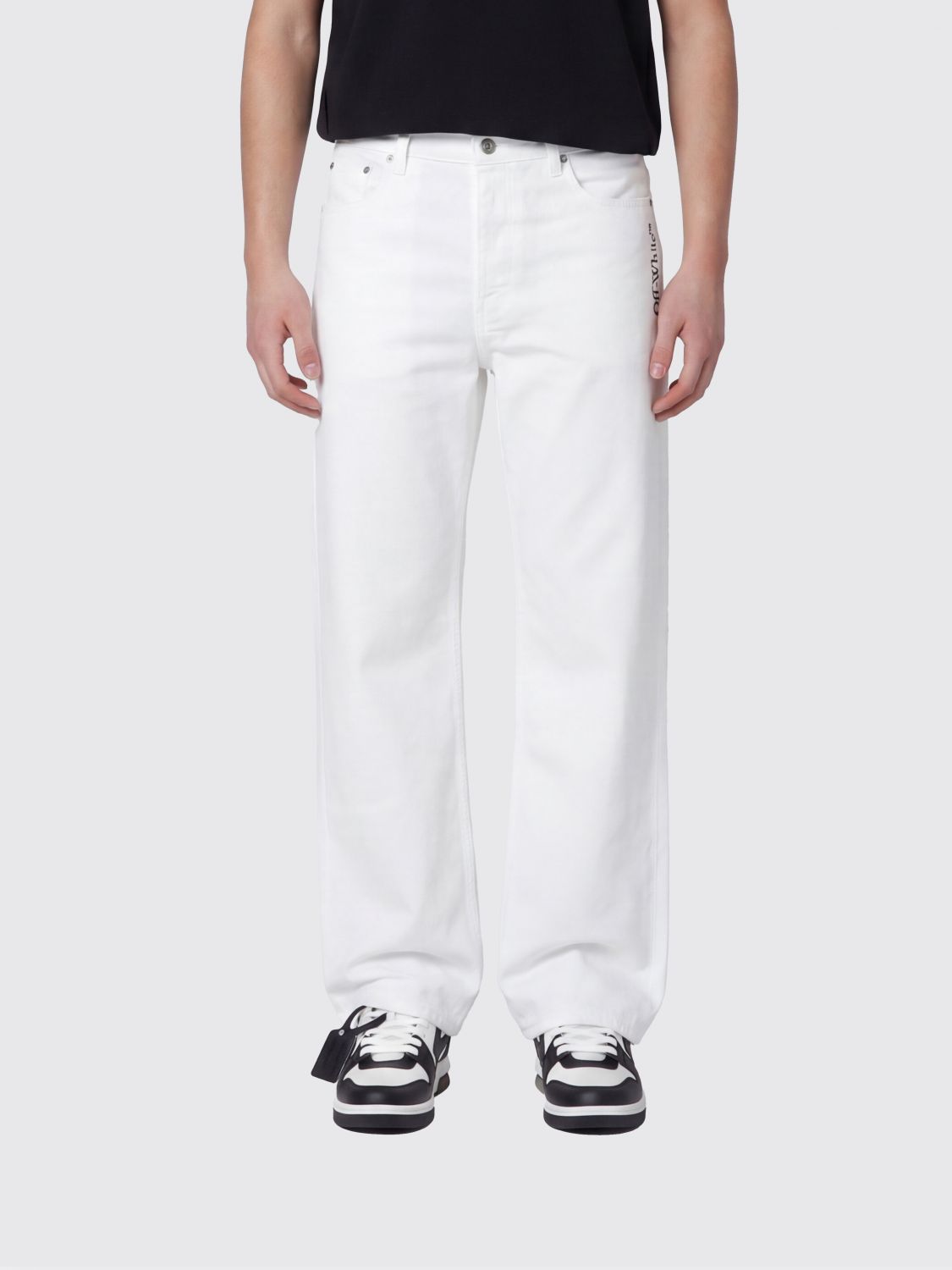 Off-White Off-White 5-Pocket Jeans with Logo　ロゴ付き オフホワイト 5 ポケット ジーンズ