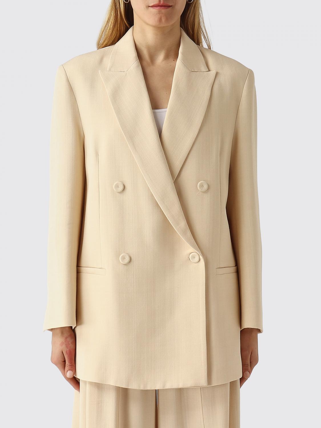 Meimeij Double-breasted Viscose Blazer In Yellow