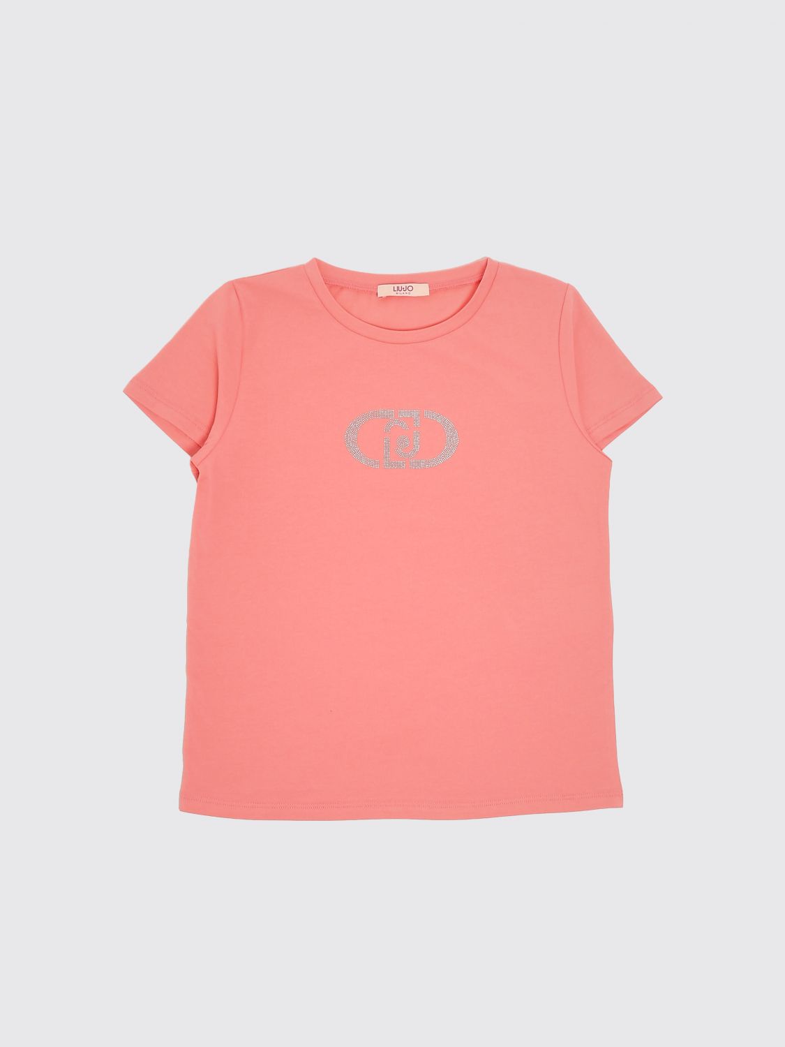 LIU JO T-shirt in cotone con logo di strass