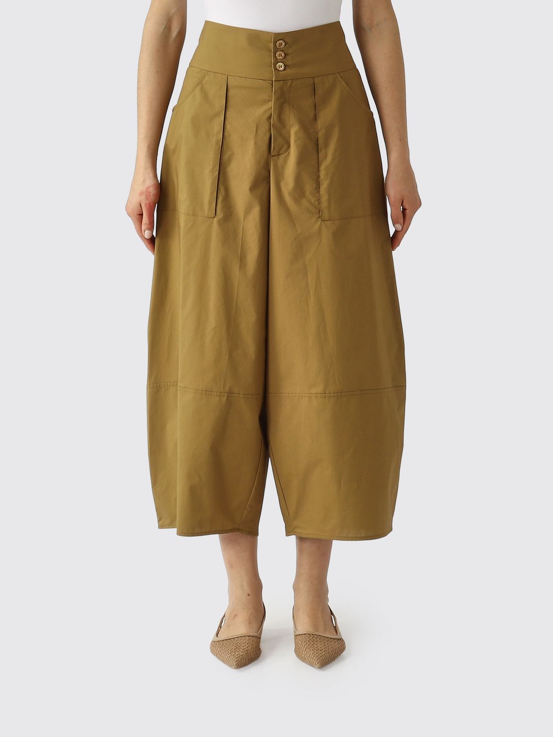 Meimeij Cotton Cropped Trousers In Brown