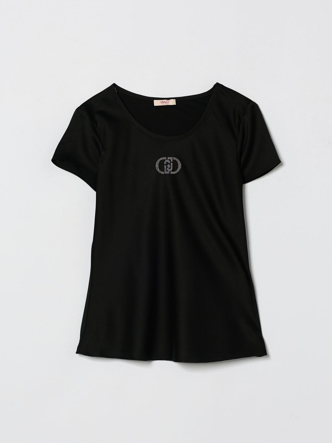 LIU JO Top in poliestere stretch con logo di strass