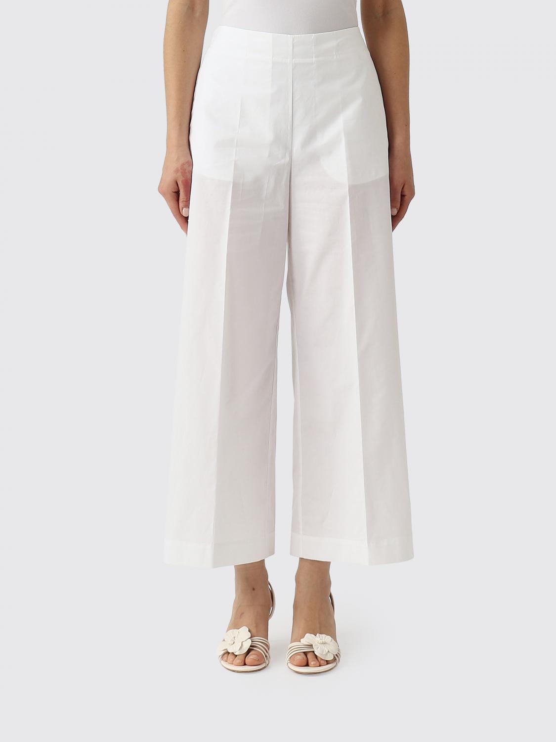 Meimeij Cotton Cropped Fit Trousers In White