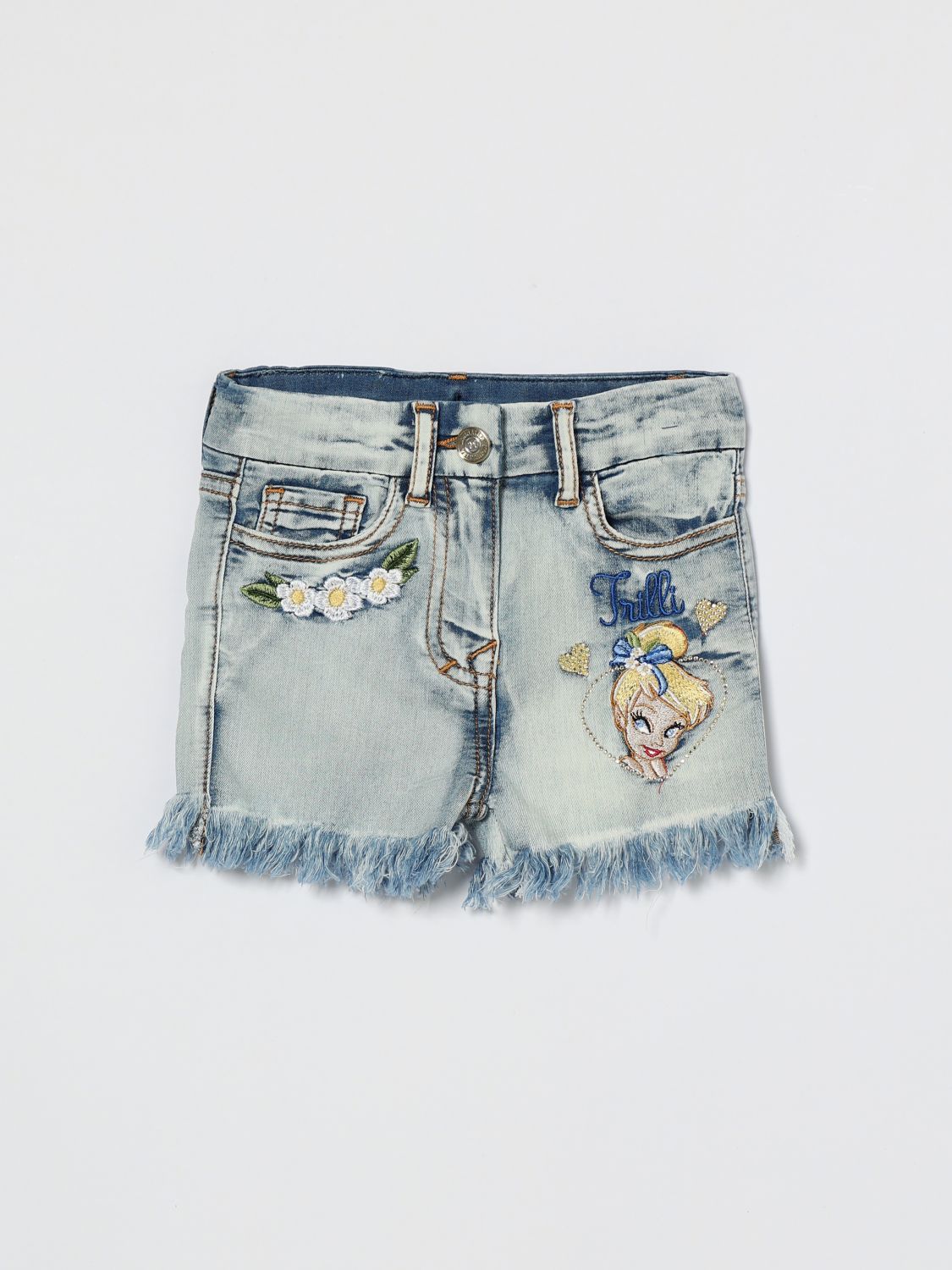 MONNALISA Bestickte Jeans-Shorts