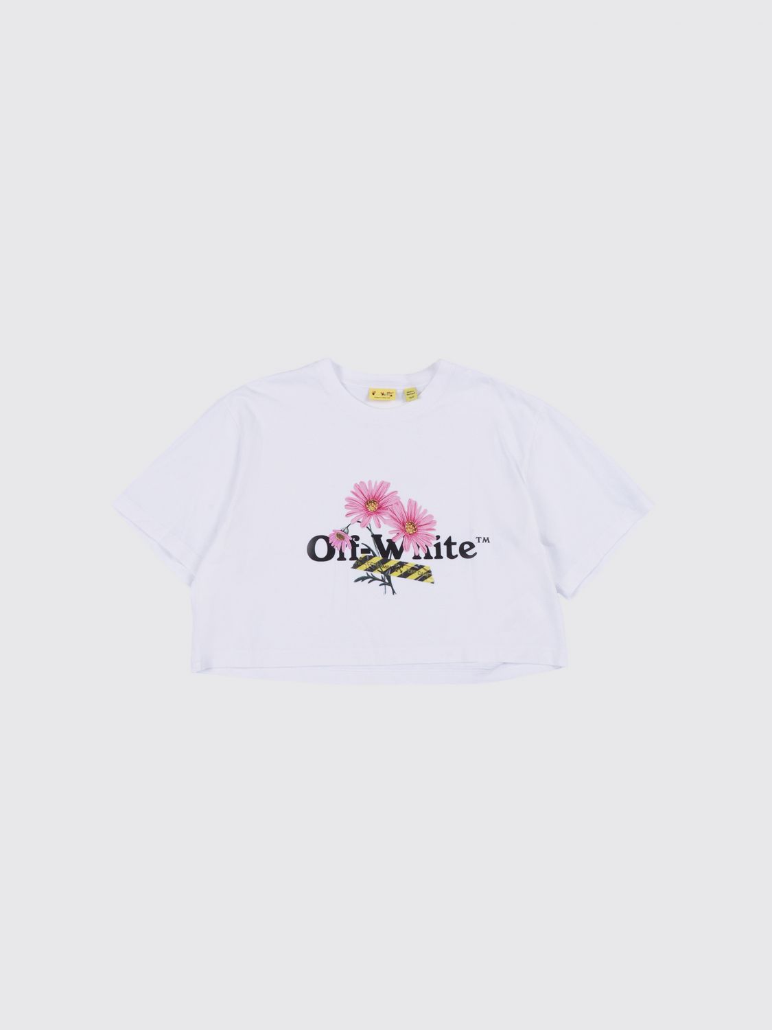 Off-White Kids Cotton Crop T-Shirt with Logo　オフホワイト キッズ ロゴ コットン クロップ T シャツ Off-White