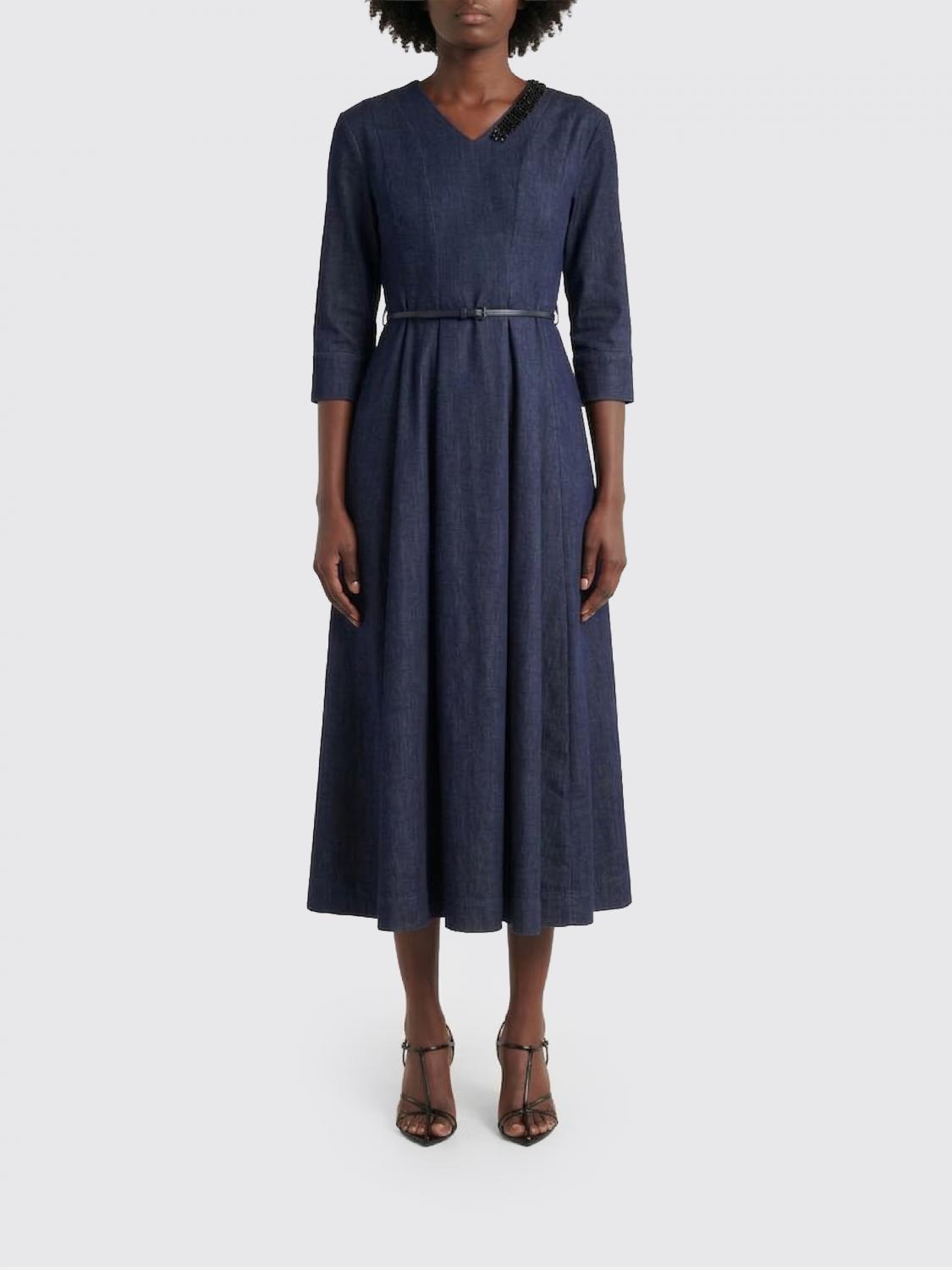 's Max Mara Cotton Blend Dress With Sequins In Blue
