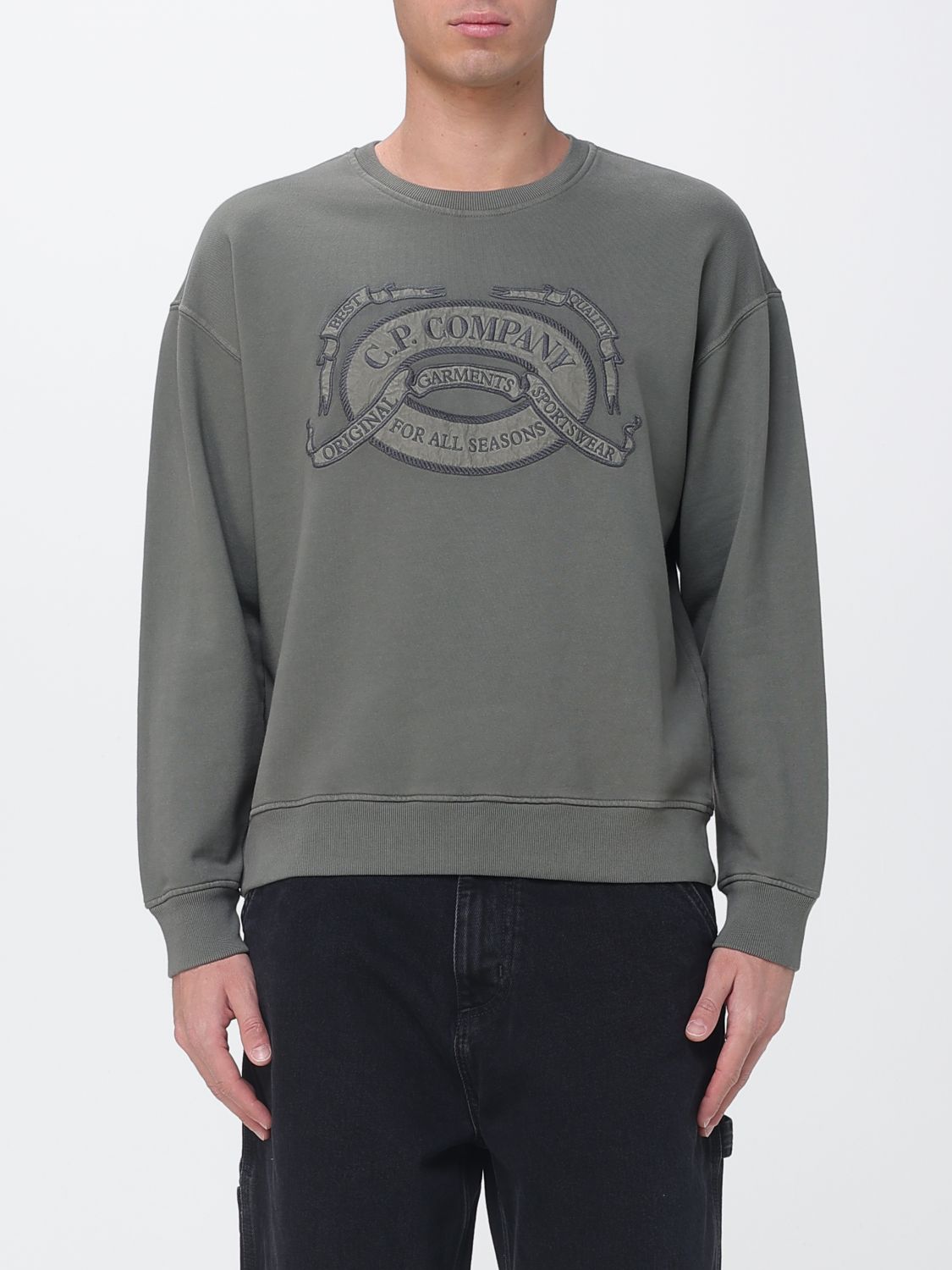 C. P. COMPANY Boxy Baumwoll-Sweatshirt mit gesticktem Logo