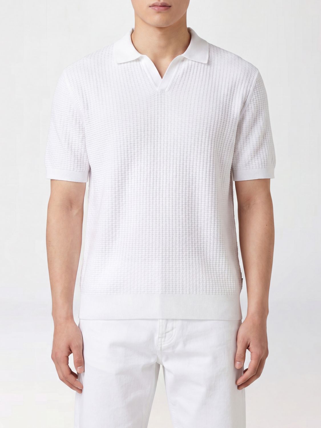 BOSS Polo in maglia di cotone intrecciato