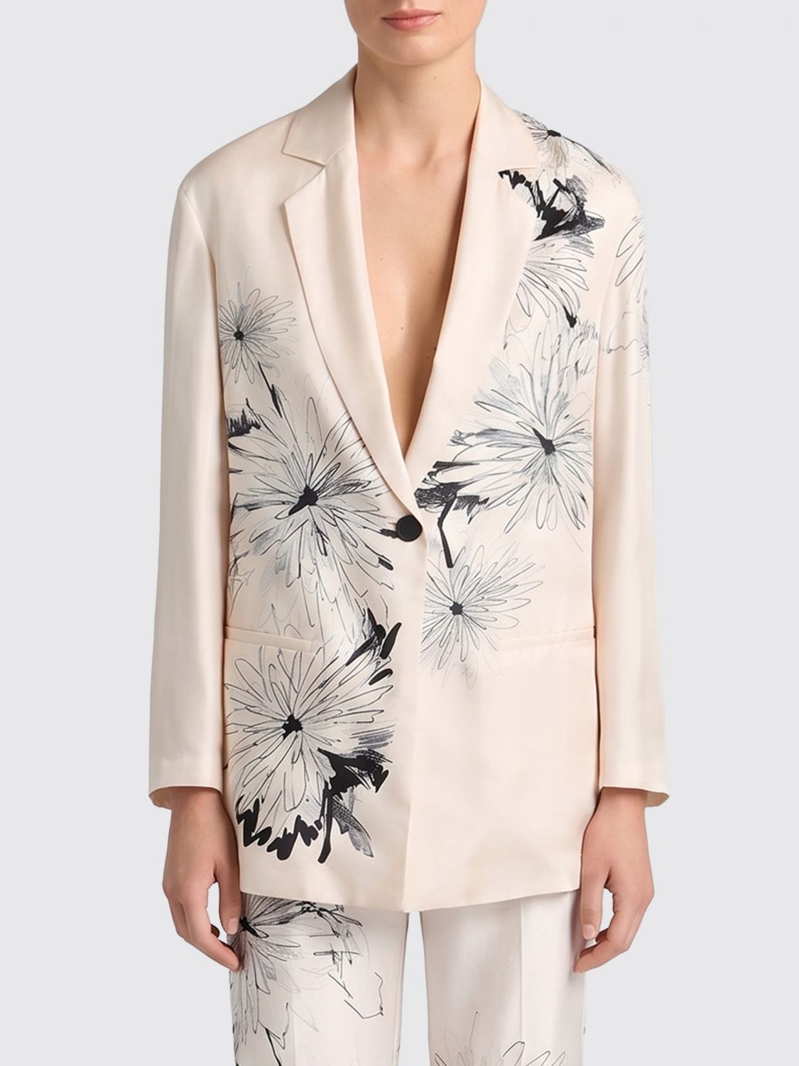 Momonì Printed Silk Single-Breasted Blazer