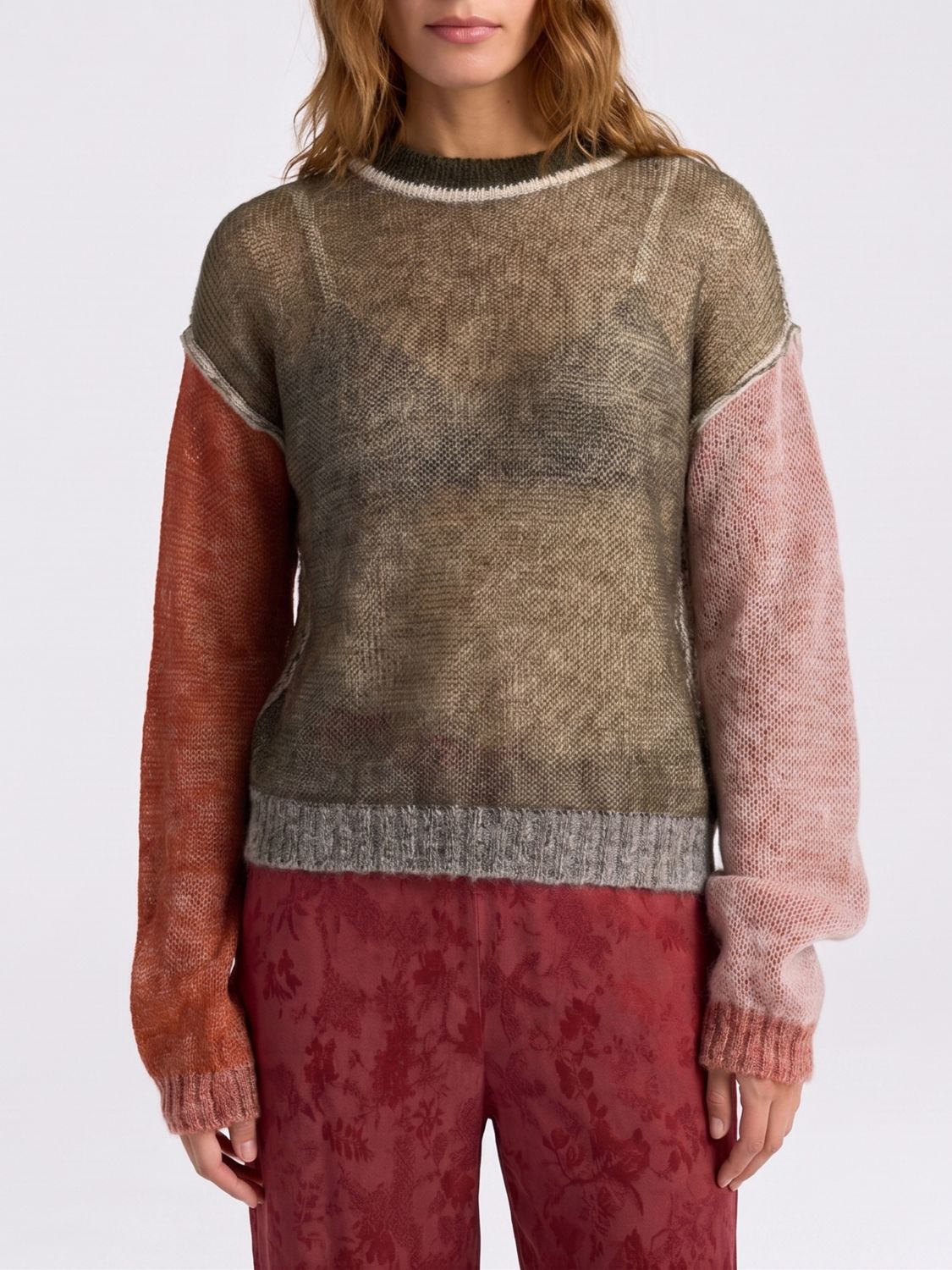 MOMONÌ Color-Block Mohair-Wollpullover