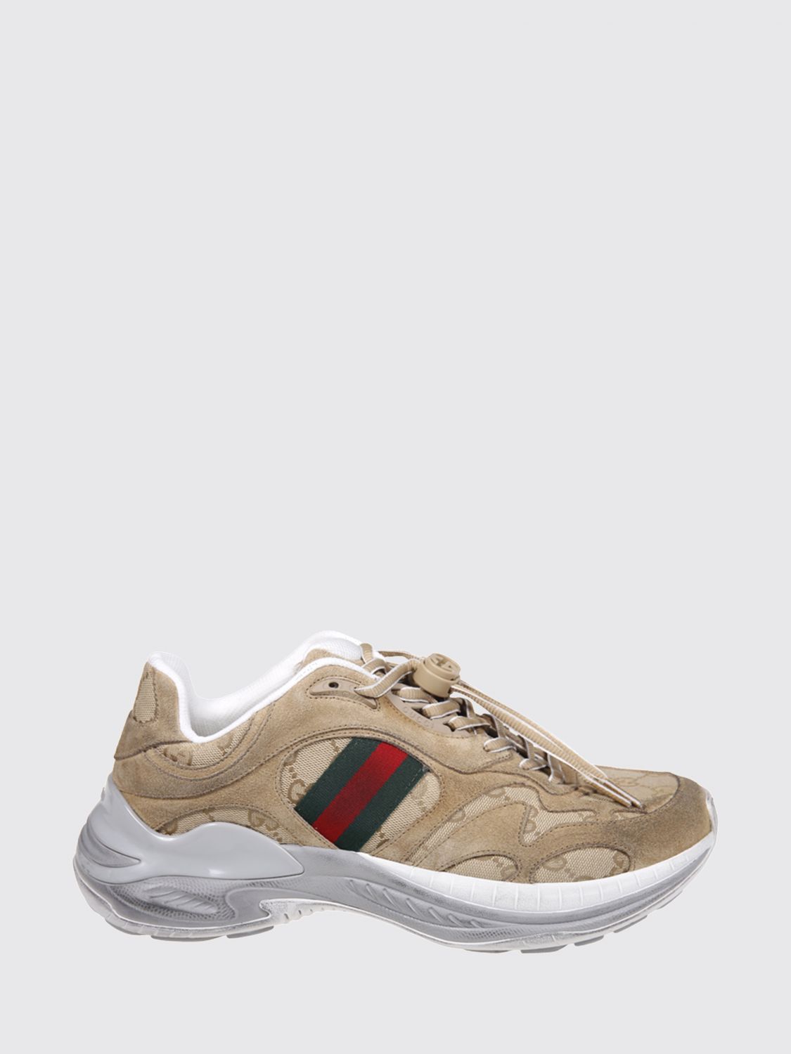 GUCCI Sneakers 2.0 in camoscio e canvas con monogram GG jacquard