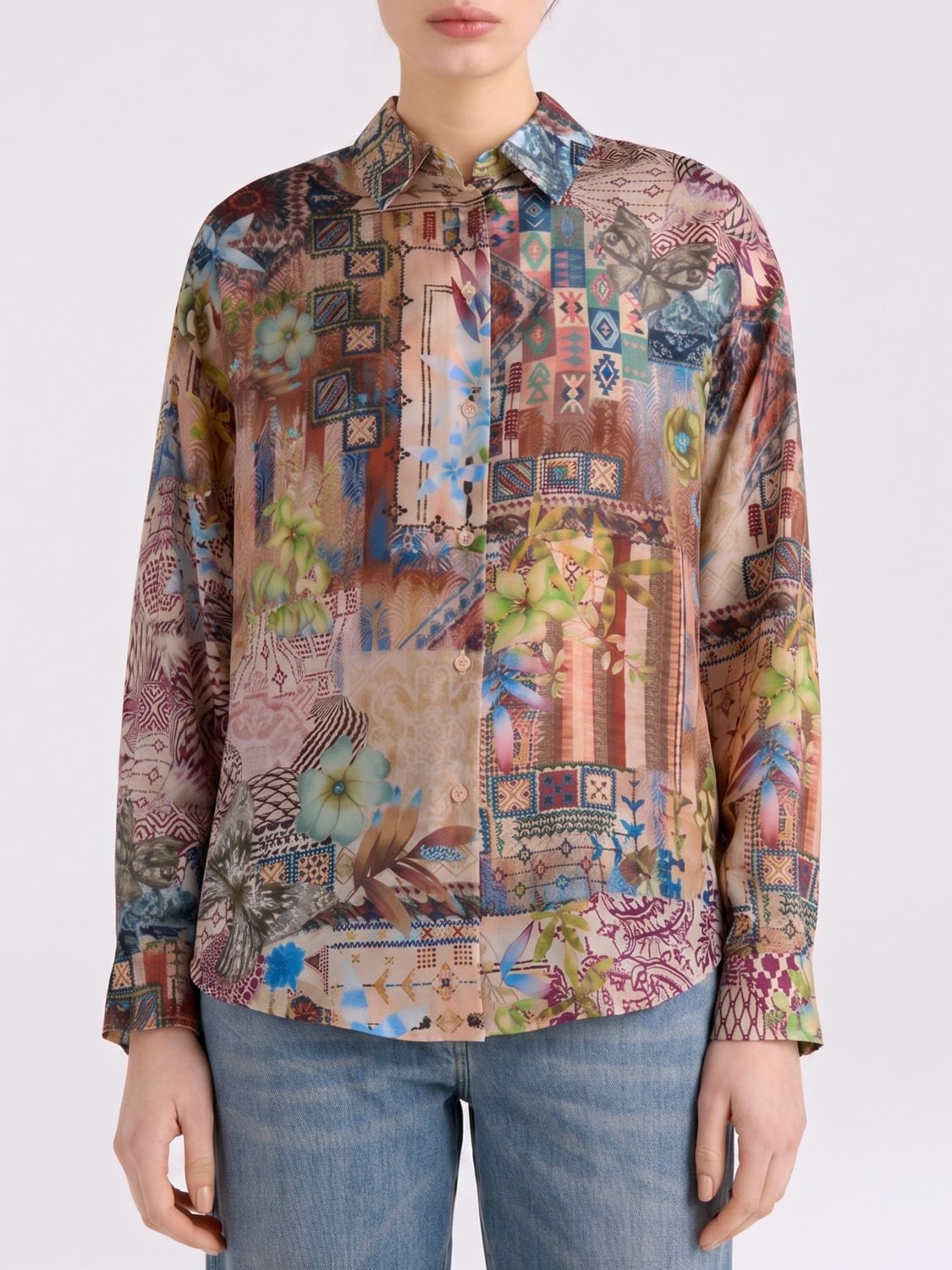 MOMONÌ Bedruckte Seidenbluse