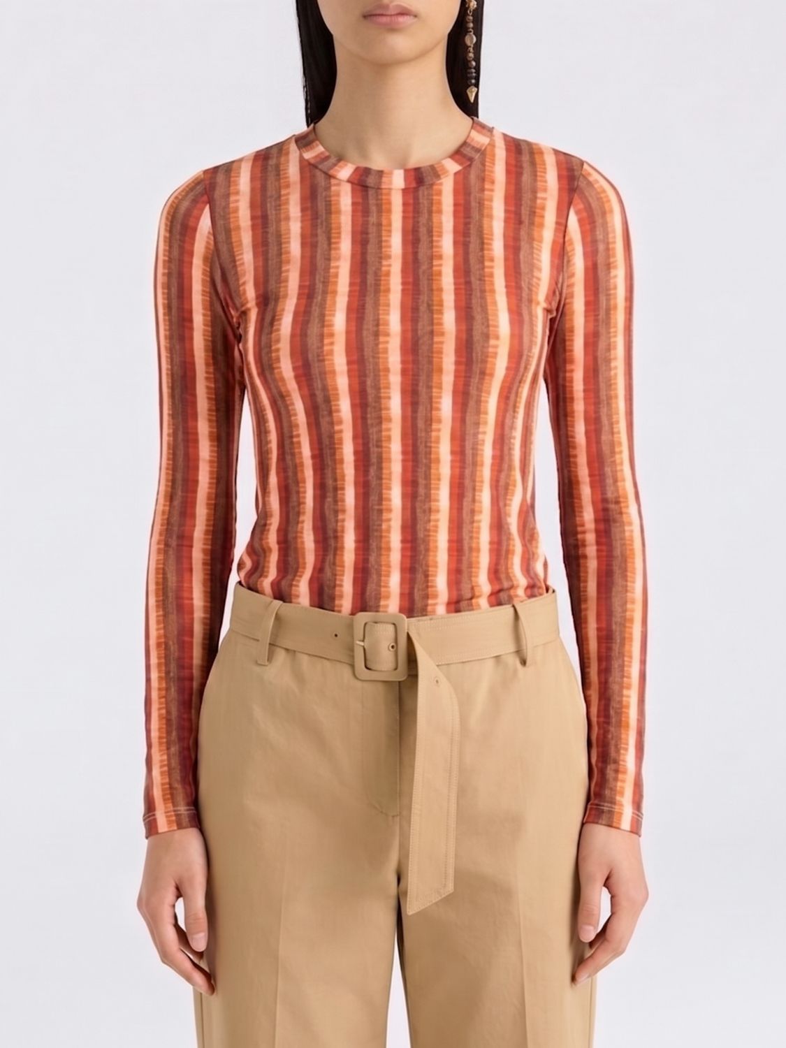 Momonì Striped Stretch Technical Fabric Top