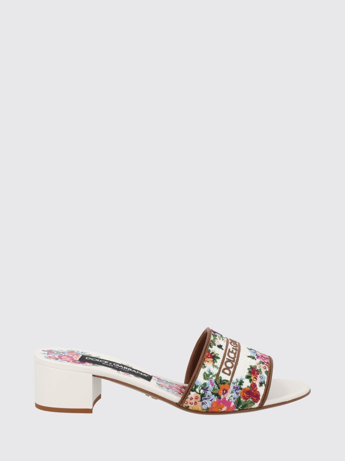 DOLCE & GABBANA Mules in canvas con motivo floreale jacquard