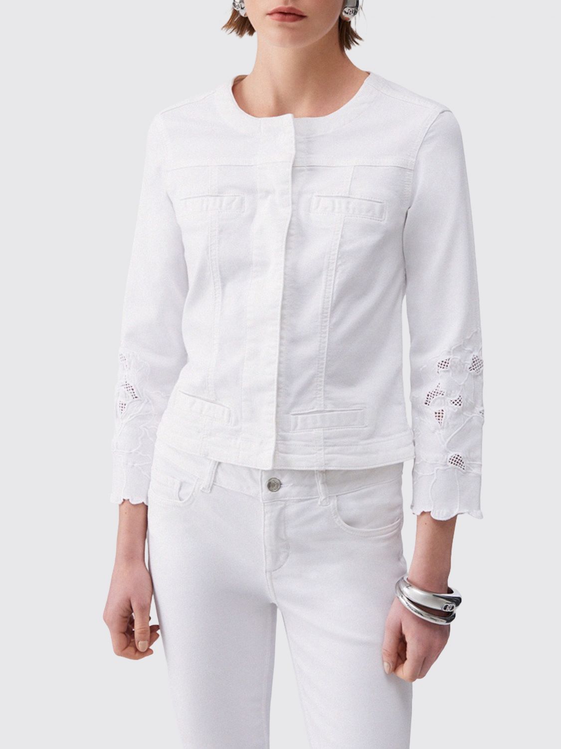 LIU JO Baumwoll-Jeansjacke mit Makramee-Einsätzen von