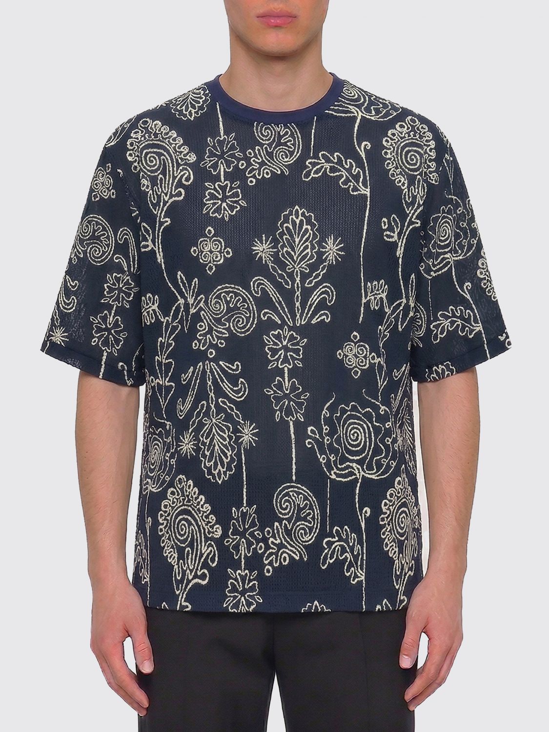GIORGIO ARMANI Printed Cotton T-Shirt　GIORGIO ARMANI プリント コットン T シャツ GIORGIO