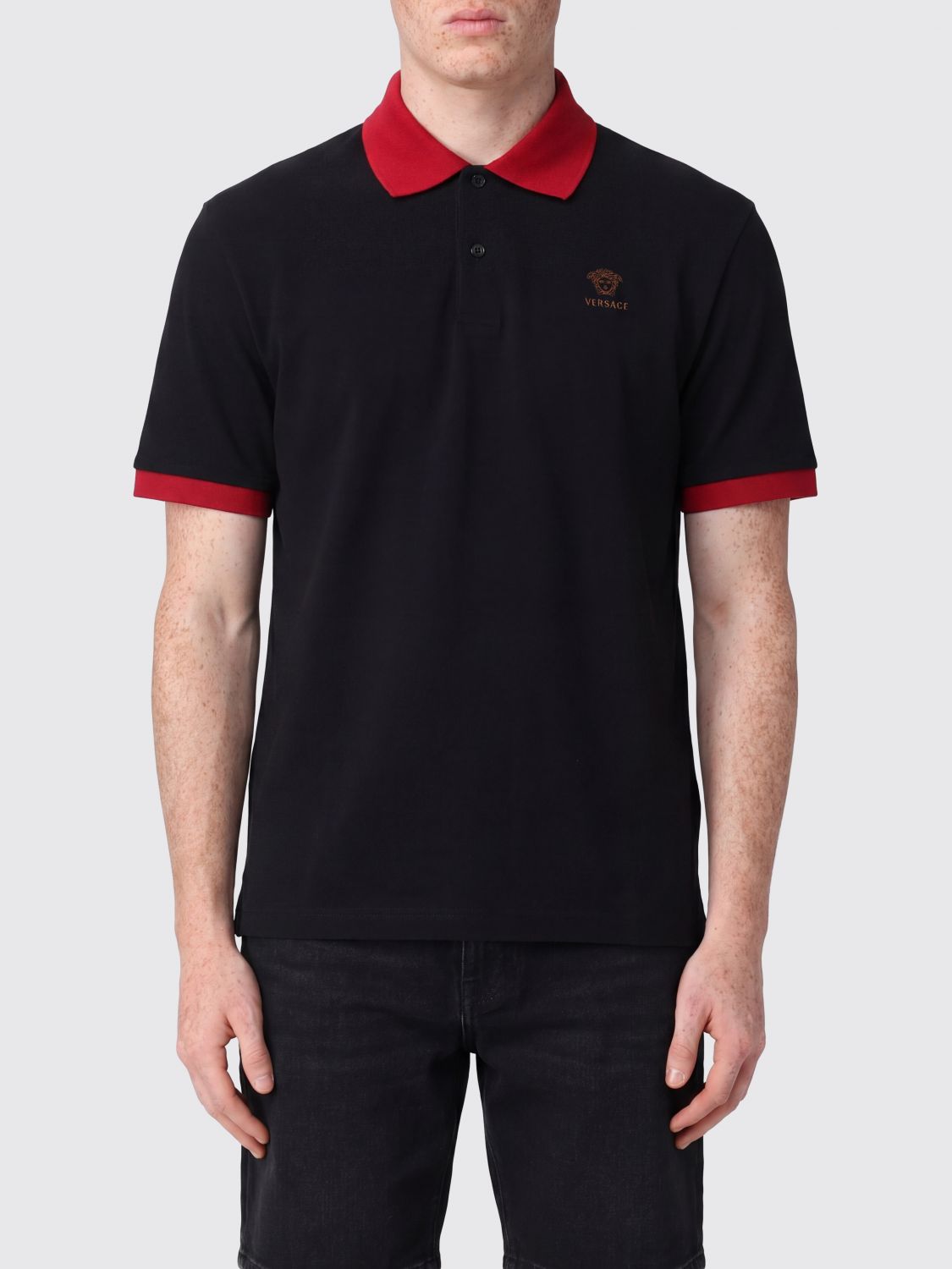 VERSACE Polo Shirt Men color Black