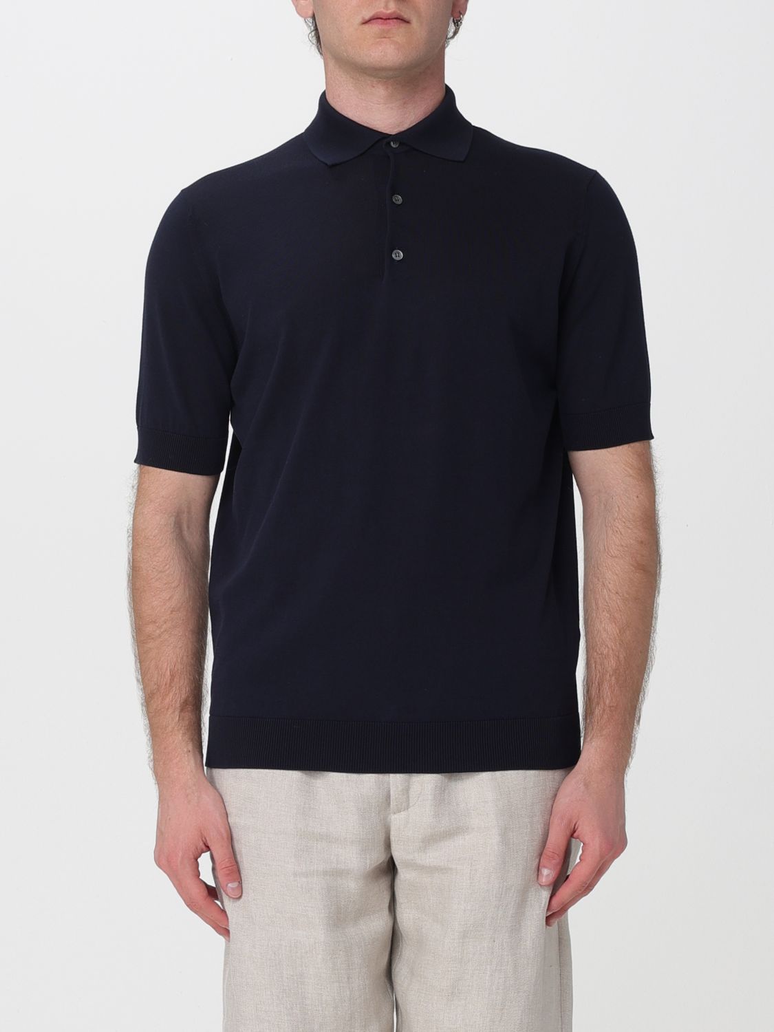 LARDINI Cotton Knit Polo Shirt　LARDINI コットンニットポロシャツ LARDINI