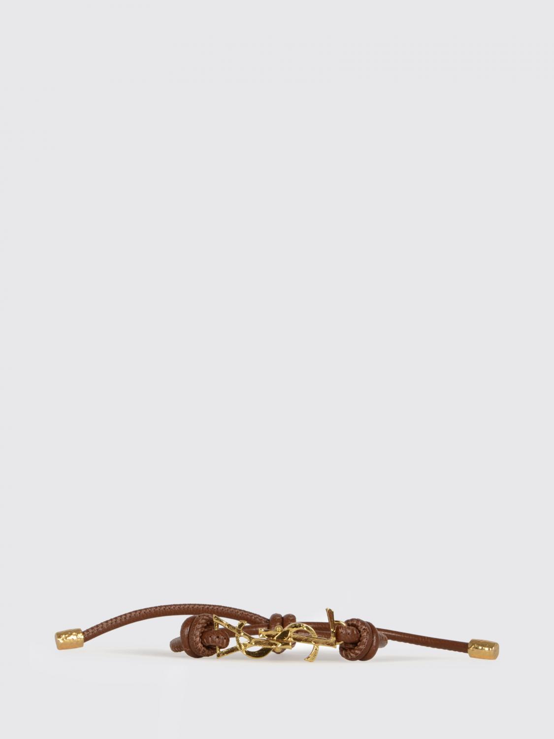 SAINT LAURENT Bracciale Cassandre in pelle ed ottone