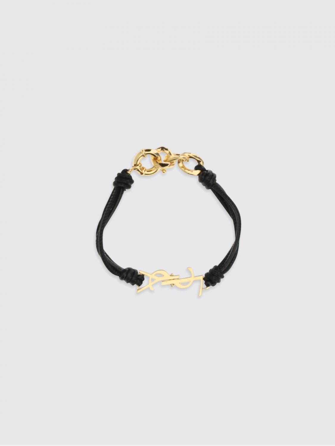 SAINT LAURENT Bracciale Cassandre in pelle ed ottone