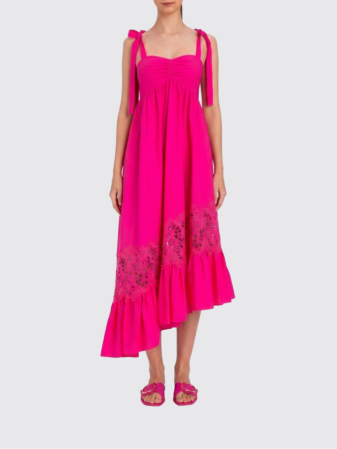 TWINSET U & B Asymmetrisches Baumwollkleid mit Einsätzen