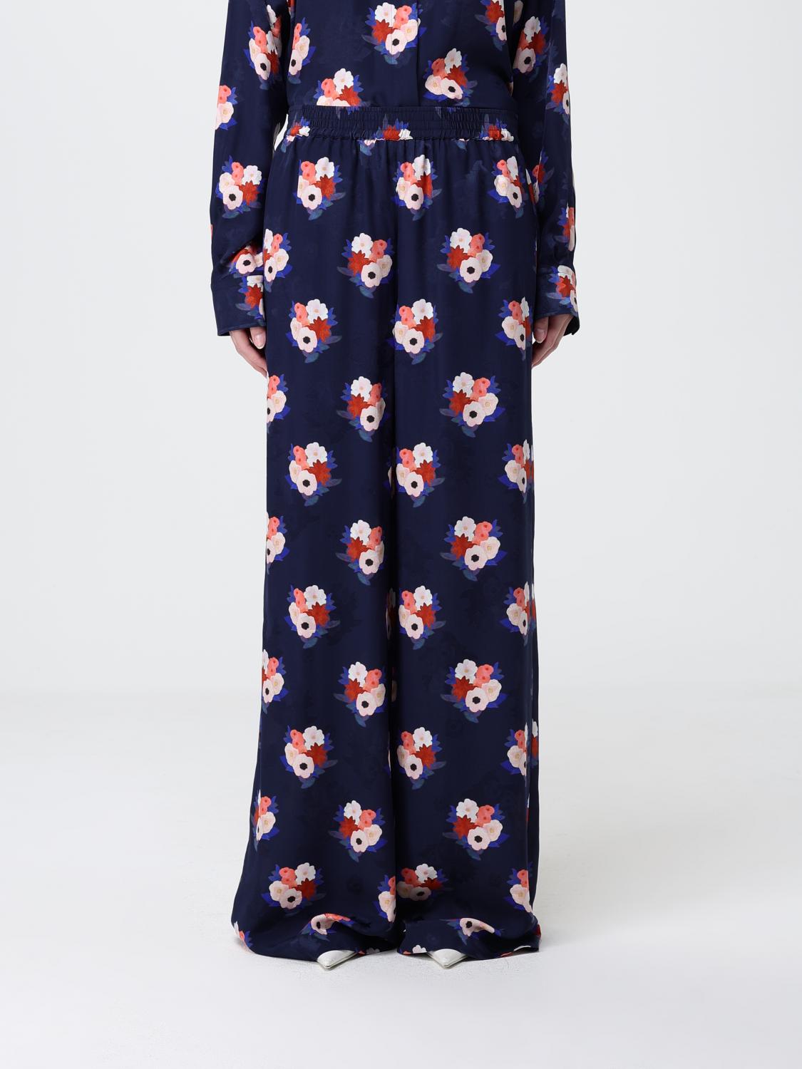 FENDI Pantaloni palazzo in seta con stampa floreale