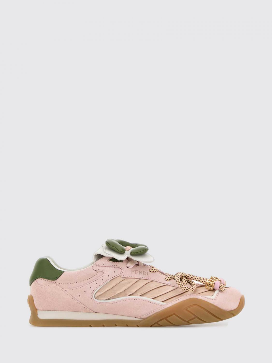 FENDI Sneakers Wave Pulse in camoscio e raso plissè