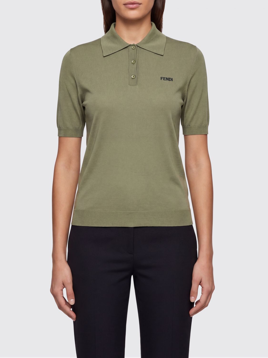 FENDI Polo in viscosa con logo