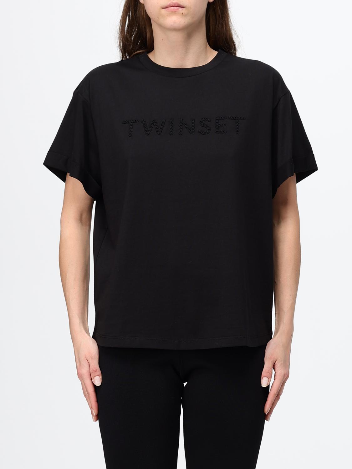 Twinset U & b Cotton T-shirt with Crochet Logo · S