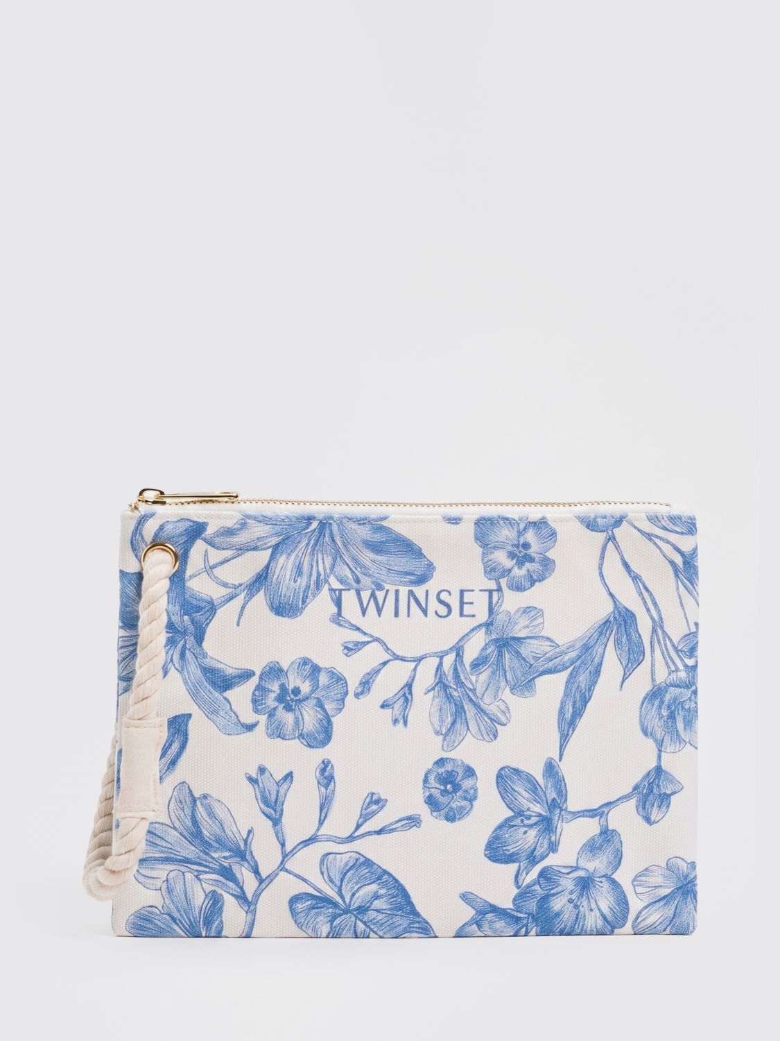 TWINSET U & B Baumwoll-Canvas-Pochette mit Blumenmuster